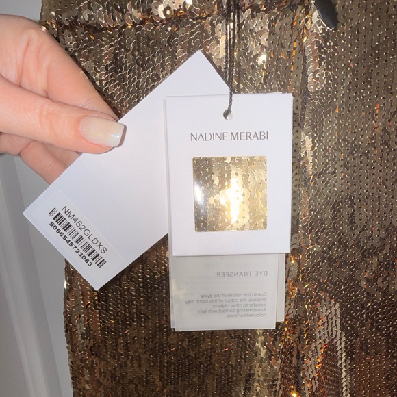 NADINE MERABI Tianna Gold Sequin Jumpsuit - Picture 16 of 16